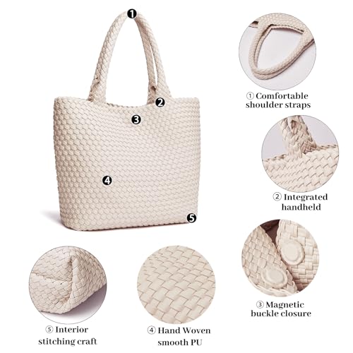 DAILANDO Fashion Woven Tote Bag for Women, Large Capacity Designer Shoulder Weave Hobo Purse