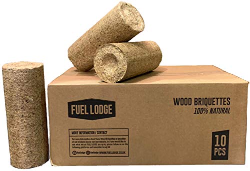 Fuel Lodge 20kg Briquettes Heat Logs - for Use in Log Burners - Eco Friendly, UK Manufactured, 10 Pieces