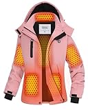 VERGOO Heated Jackets for Women with Battery Pack Included Waterproof Electric Self Heating Coat with Hood, Women's Pink M