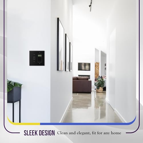 Image of ENERLITES Combination Toggle Light Switch /Decorator Light Switch Plate, Double Switch Wall Plate, Mid-Size 2-Gang 4.88 inch x 4.92 inch, Polycarbonate Thermoplastic, 881131M-BK, Black, 2 Pack