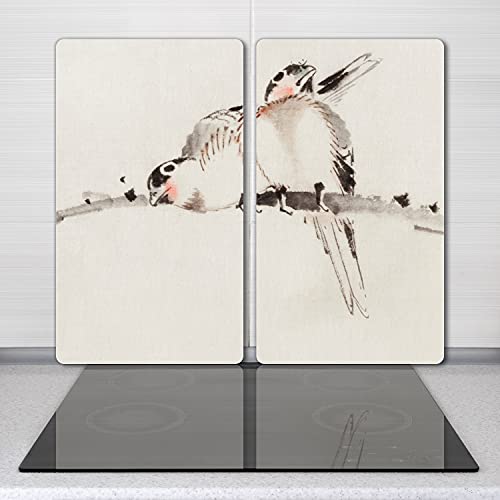 Planche à découper induction 2x30x52cm en verre trempé motif oiseau - 3