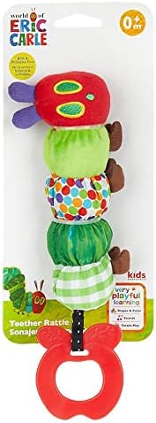 Teether Rattle, World of Eric Carle The Very Hungry Caterpillar Teething Toy for Babies, Multi