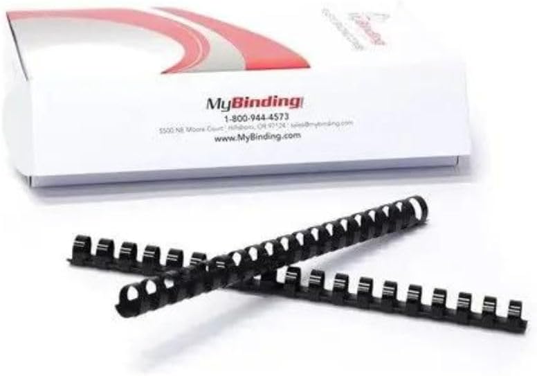 MyBinding 7/8" Black Plastic Binding Combs - Smooth Glossy Finish, 19 Rings, Standard Comb Binding Machine, PVC Comb Binding Spines for 8.5" x 11" Pages, Easy Reading - 175 Sheets, 100 Pack