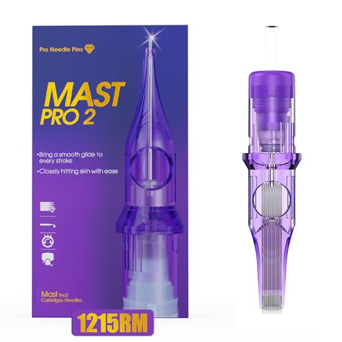 Mast Tattoo Pro2 Tattoo Cartridge Needles #12 Bugpin 15RM Round Magnum 20 Count Disposable Needles for Rotary Tattoo Machine Pen