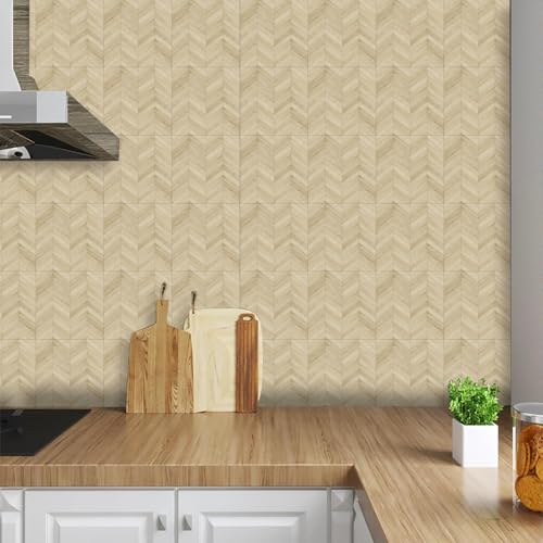Suelo Vinilo Autoadhesivo Madera Marrón Claro Baldosas Adhesivas Impermeables Panel Revestimiento Ducha Muebles Gabinete Decorativos Vinilo Adhesivo Pared Cocina 20x20 cm/10 Piezas