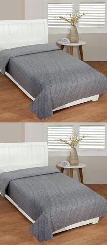 Image of Dream Living Woolen Blanket Warm and Super Soft Single Bed Blankets for All Season Multipurpose Polar Fleece /Summer AC Blanket /Single Bed Blanket /Light Weight Blanket (Grey, Pack of 2)-300 TC
