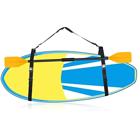 Pecihiko Kayak Carry Strap, Portable Adjustable Kayaking SUP Carrier Padded Over The Shoulder Sling for Surfboards, Longboards and Kayaks Black Cover