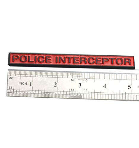 Image of EmbRoom Police Interceptor Emblem, 3D Emblems Trunk Nameplate Badge Sticker Decal Replacement for Explorer (1pcs Red)