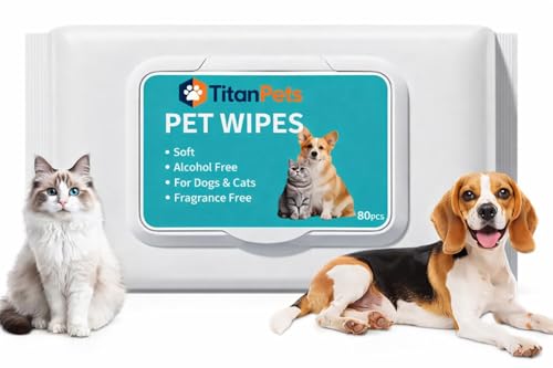 Image of Anti Bacterial Pet Wet Wipes for Dogs & Cats - Alcohol-Free, Fragrance-Free Cleaning & Grooming Wipes, Soft & Safe Daily Care (80 Pcs)