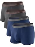 DAVID ARCHY Mens Underwear Bamboo Rayon Breathable and Soft Trunks Basic Solid Underwear No Fly 4 Pack (L, Navy Blue/Dark Gray - 2.5' in 4 Pack)