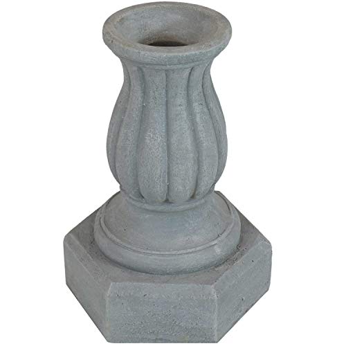 Sunnydaze Contemporary Pillar Gazing Ball Stand Outdoor - For 10-Inch to 12-Inch Gazing Balls - Travertine - 16-Inch H