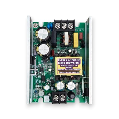 Image of Class D Amplifier 200W SMPS Power Supply AC to DC Dual Output 24V 7.8A + 12V 1A | Switch Mode Power Supply (AC100-240V Input) | Short Circuit & Over Voltage Protection | DJ LED, DIY Projects