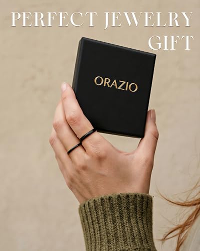 Image of ORAZIO Stainless Steel Rings for Men Women 6MM 8MM Wedding Band Rings Silver /Black /Gold Domed High Polished Basic Wedding Bands Comfort Fit Size 6-14