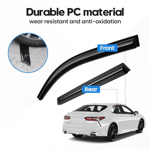 Image of Camry Rain Guards- Window Visors for Toyota Camry 2018-2024, Out-Channel Side Window Rain Guards for Camry Accessories, 4PCS, Black, Car Accessories