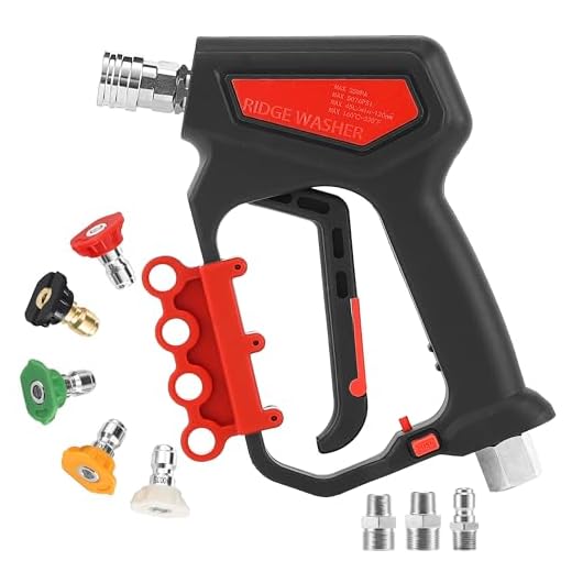 RIDGE WASHER Pressure Washer Gun 5000 PSI with Nozzle Bracket, 12 GPM, Power Washer Trigger Gun with 1/4" Quick Connector, 360° Swivel 3/8'' NPT Thread, M22-14 mm and M22-15 mm Fitting