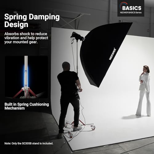 NEEWER Basics 4.3-10ft Photography Light Stand with Casters, 100% Stainless Steel Heavy Duty Tripod Stand for Strobe LED Video Ring Light Monolight Softbox Reflector, 60lb Max Load, SC305B by NEEWER - Image 2