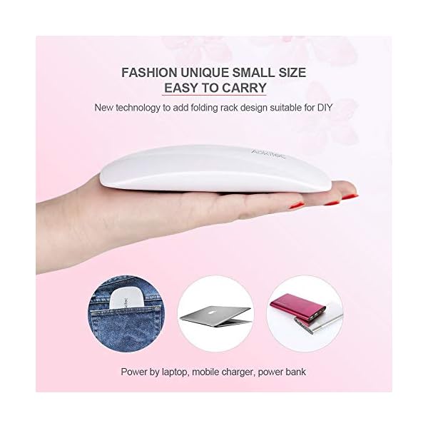 Aokitec-Mini-UV-LED-Nail-Lamp-Portable-Gel-Light-Mouse-Shape-Pocket-Size-Nail-Dryer-with-USB-Cable-for-All-Gel-PolishWhite Aokitec UV LED Nail Lamp - UV Light for Nails Portable LED Nail Dryer for Curing All Kinds of UV Nail Gels Nail Glue Gel Nail Polish Small but High Efficient for Salon Use Home DIY, White