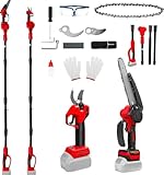 4-in-1 kabellose 8 Zoll Mini Kettensäge und Astschere, kompatibel mit...