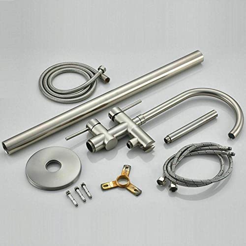 Robinet de baignoire sol cascade nickel brossé mitigeur - 4