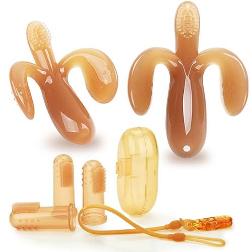 Image of Food Feeder WAJIAYON 2 Pack Amber Oil Baby Teething Toys for Babies 0-6 Months, Baby teethers Toys 6 to 12 Months,Freezer BPA Free Soft and Textured Chew Infant Toys Easter Gifts for Boys and Girls