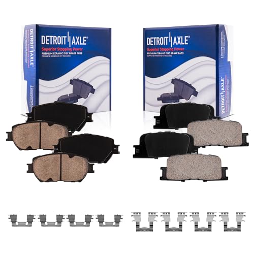 Image of Detroit Axle - Brake Pads for 2002 2003 2004 2005 2006 Toyota Camry, Front and Rear Ceramic Brake Pads w /Hardware Replacement