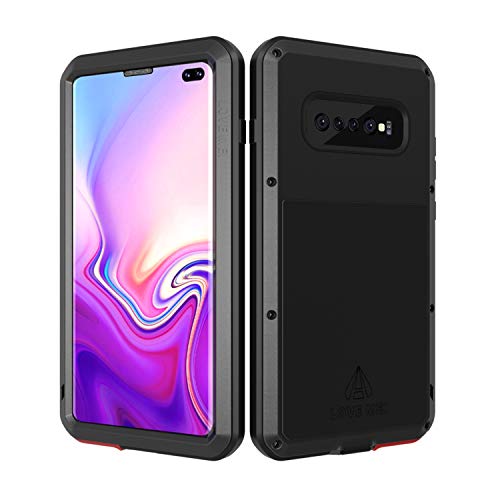 Best Review LOVE MEI Galaxy S10 Plus Case, [with Built in Glass Screen Protector] Full Body Sturdy Hard Cover Heavy Duty Shockproof Dustproof Metal Silicone Case for Samsung Galaxy S10 Plus/Black