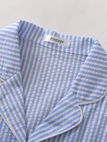 Women's Petite Pajama Set 2 Piece Cotton Seersucker Pjs4