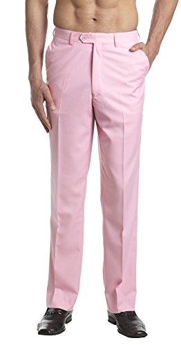 Mens Dress Pant Trousers Flat Front Solid Mix Multi Color Design