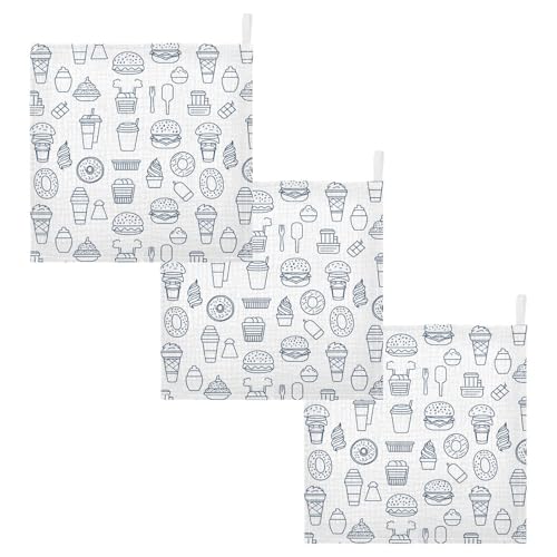 vvfelixl Baby Muslin Washcloths Food and Drink Web Icons Baby Burp Cloths Cotton Babys Face Towel for Newborn Infants Boys Girls Soft and Absorbent 11.8 X 11.8 in, 3 Pack2