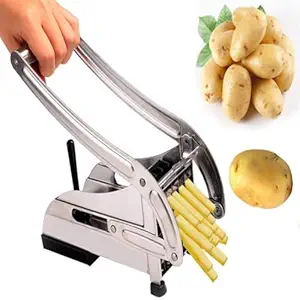 SHREEPUSHTI Stainless Steel Home French Fries Potato Chips Strip Cutting Cutter Machine Maker Slicer Chopper Dice (Pack of 1)