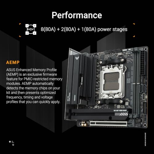 Image of ASUS TUF Gaming B850I WiFi NEO AM5 Mini ITX Motherboard, DDR5, DIMM Fit, WiFi 6E, 2.5Gb LAN, PCIe 5.0, 2X M.2, 2X USB-C, AI Cooling II, Pre-Mounted I /O Shield, SFF PC