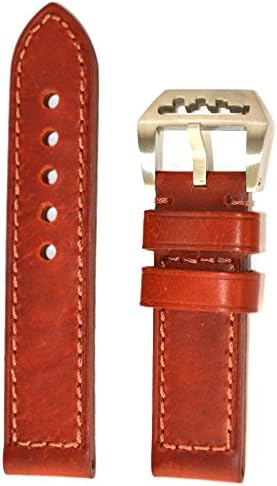 24mm Hand-Knit Brown Band Strap w/Submarine Buckle Replacement for Panerai