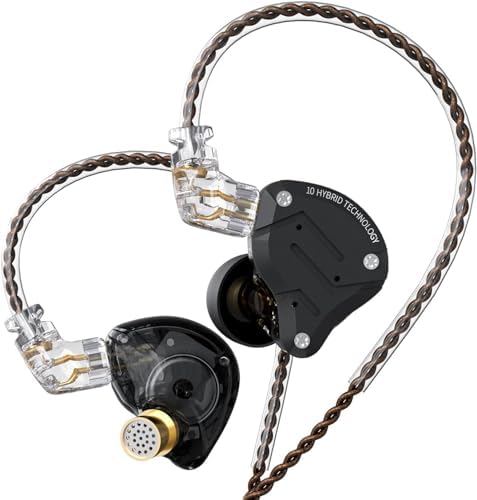 KZ ZS10 PRO イヤホン 有線 4BA+1DD カナル型 ハイエンド イヤモニ 中華イヤホン 耳掛け 高遮音性 アルミニウム合金と樹脂ハウジングデザイン ゲーム ゲーミング イアフォン HIFI音質 インイヤーモニター プロ仕様 低音強化 メーカー保証1年 脱着式リケーブルデザイン 在宅勤務/配信/通勤/通学/スポ一ツ/音楽モニター用(ブラック、マイクなし)