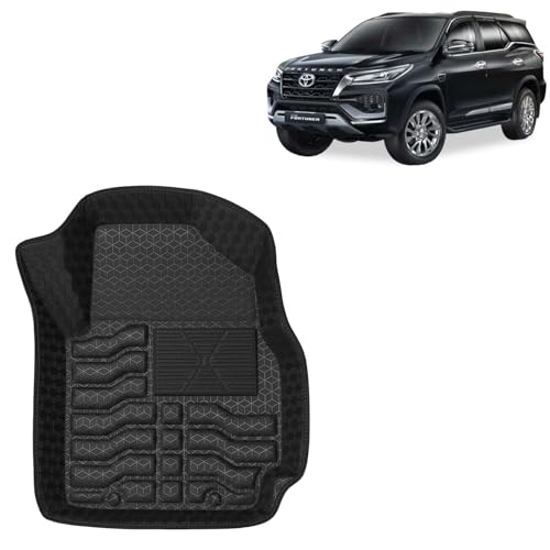 Image of Kingsway Accessories Premium 4.5D Car Floor Mats Only Compatible with Toyota Fortuner (Automatic Transmission) Year 2025 Onwards, 4 Pcs, 100% Waterproof PVC Foot Mats | Black | 1 Year Warranty