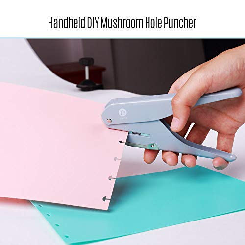 Aibecy Perfurador de papel portátil com forma de cogumelo, capacidade de perfuração de 10 folhas, pa