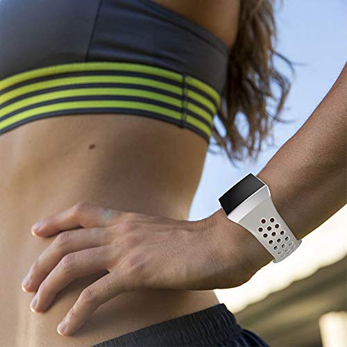 Watbro Bands Compatible with Fitbit Ionic, Two-Toned Perforated Soft Silicone Replacement Wristbands Accessory, Breathable Sport Straps for Ionic Smart Watch Large Small