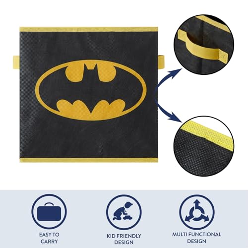 Image of Batman Kids Storage Cubes, 2 Pack Foldable Fabric Bins with Handles, Collapsible Organizer Boxes for Bedroom, Playroom & Nursery, Durable Kids Storage Solution