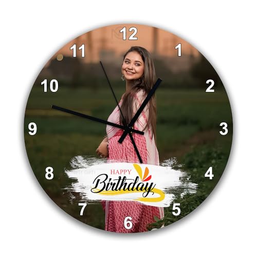Image of Personalized Photo Wall Clock - Custom Photo Printed Wall Clock for Birthday, Couple, Family, Kids | Customized Birthday Gift for Him, Her | Home Bedroom Decor Clock Room /Kitchen /Office (8x8 Inch)