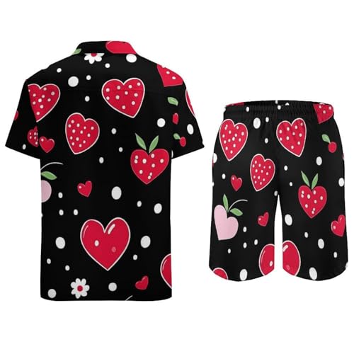 Conjunto de vacaciones para hombre con estampado de cerezas y camisa de botones 6