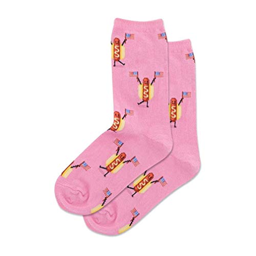 Hotsox Kid's Fourth Of July Hot Dog Crew Socks 1 Pair, Pink, Kid's Medium/Large