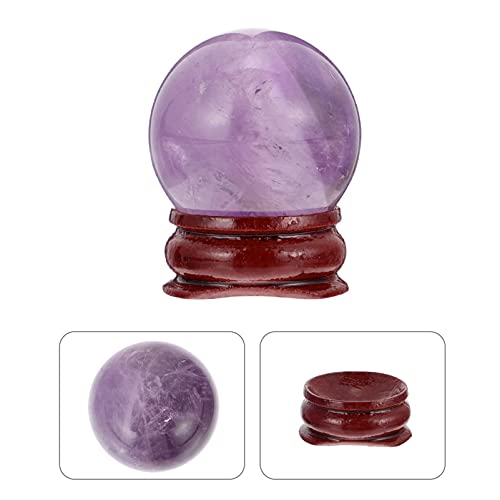 WINOMO Esfera de Cristal Roxo Bola de Pedra Natural de Energia Roxo Enfeite Bola De Cristal Com Base