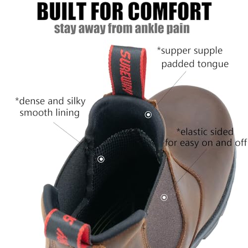 SUREWAY Men's Slip On Work Boots for Men - Soft Toe,Upgraded Slip/Water Resistant,Electric Hazard,Fire Station Mechanic Work Boots/Shoes3