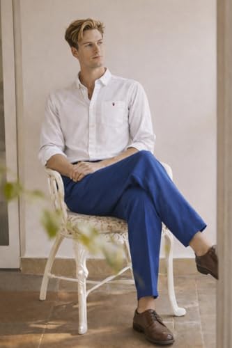 Image of Louis Philippe Men's Cotton Slim Fit Premium Textured Fabric Versatile Solid Easy Care, All Season Adapability Full Sleeve Casual Shirt