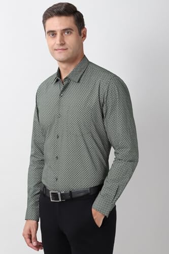 Image of Peter England Men's Formal Shirt with All-Over Print - Cotton, Full Sleeves, Regular Fit