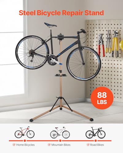 Image of VEVOR Bike Repair Stand, 88 lb Heavy-duty Bicycle Work Stand with 41.3-59.8 in Adjustable Height & Magnetic Tool Tray, Foldable Bicycle Maintenance Rack, Shop Home Mechanics for Mountain & Road Bike