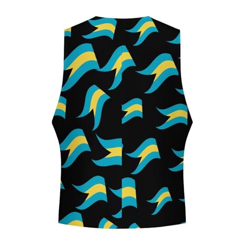 Bahamas Flag Novelty Men's Suit Vest Funny Formal Dress Vests Business Waistcoat4