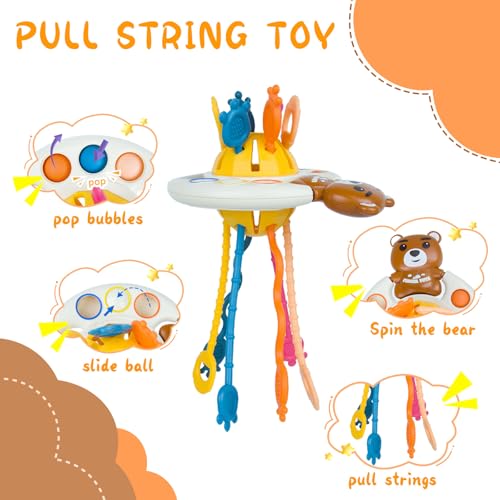 Image of Montessori Activity Toy - Sensory Activities for Toddlers and Kids, Silicone Pull String Toy，Baby Learning Games for Ages for 6-9-12-18Months