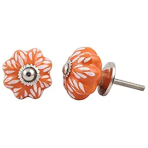 Orange Ceramic Cabinet Knobs- Dresser Knobs 6 Pack- Drawer Pulls- Vintage Knobs- Decorative Knobs- Orange Drawer Knobs- Kitchen Cabinet Knobs- Knobs Pulls- Green Cabinet Pulls- Door Handles 1.5