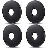 Isslly 4 Pack Large Shower Arm Flange, 3.15 inch Round Replacement Escutcheon Plate, Stainless Steel Shower Pipe Cover Plate for Shower Head Arms (Inner Dia: 0.92 in) - Black