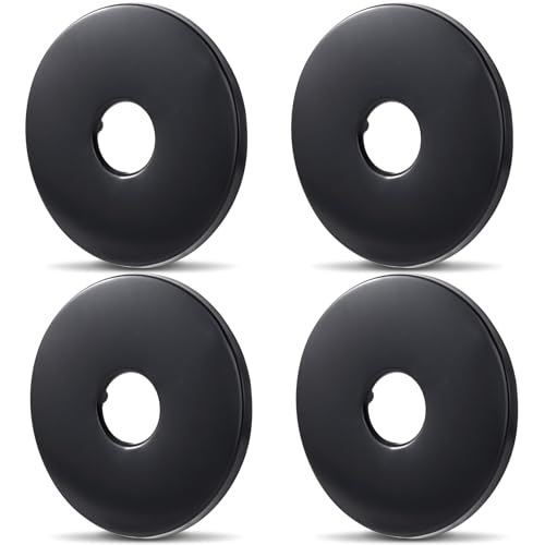Isslly 4 Pack Large Shower Arm Flange, 3.15 inch Round Replacement Escutcheon Plate, Stainless Steel Shower Pipe Cover Plate for Shower Head Arms (Inner Dia: 0.92 in) - Black
